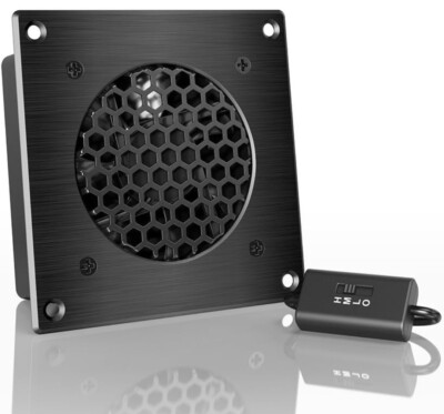 AIRPLATE S1, Quiet Cabinet Fan 4'' for Home Theater AV Amplifier Media Cooling
