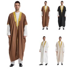 Saudi Men Thobe Jubba Thoub Abaya Muslim Men Open Kaftan Dishdasha Arab Men Robe