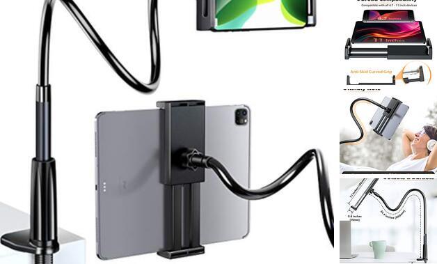 Phone Stand Tablet Stand - Universal Gooseneck Cell Phone Holder with Clamp