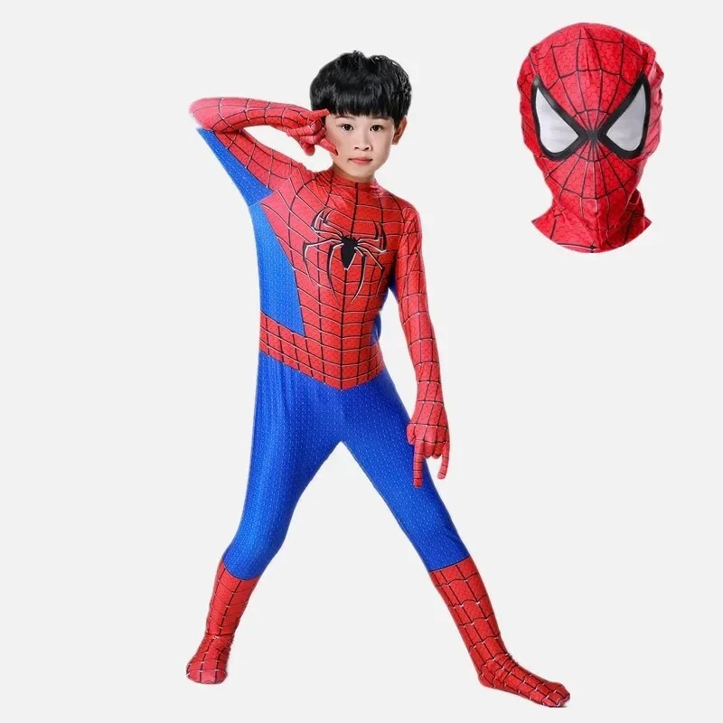 Costume Spiderman Halloween Carnevale supereroe bambini ragno tuta feste Mascher - Immagine 3 di 4