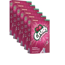 6 Boxes Crush Strawberry Drink Mix Singles On The Go 36 Total Packets Sugar Free