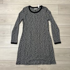 Madewell Midi Long Sleeve Tee Dress Women's Black White Knit Stretch Size L NEW