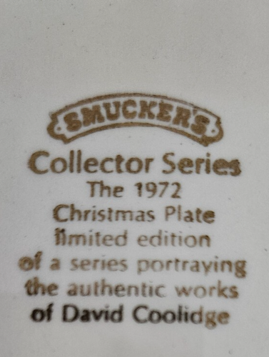 Smuckers Piatto Natale 1972 Serie da Collezione di David Coolidge Edizione Limitata - Foto 4 di 4