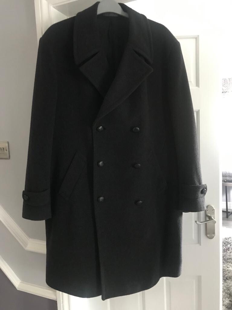 HAMMERSLEY カシミヤ100%ビンテージ　チェスターコート黒48 Hammersley 1854 Men's Black Overcoat Size Large Wool & Cashmere