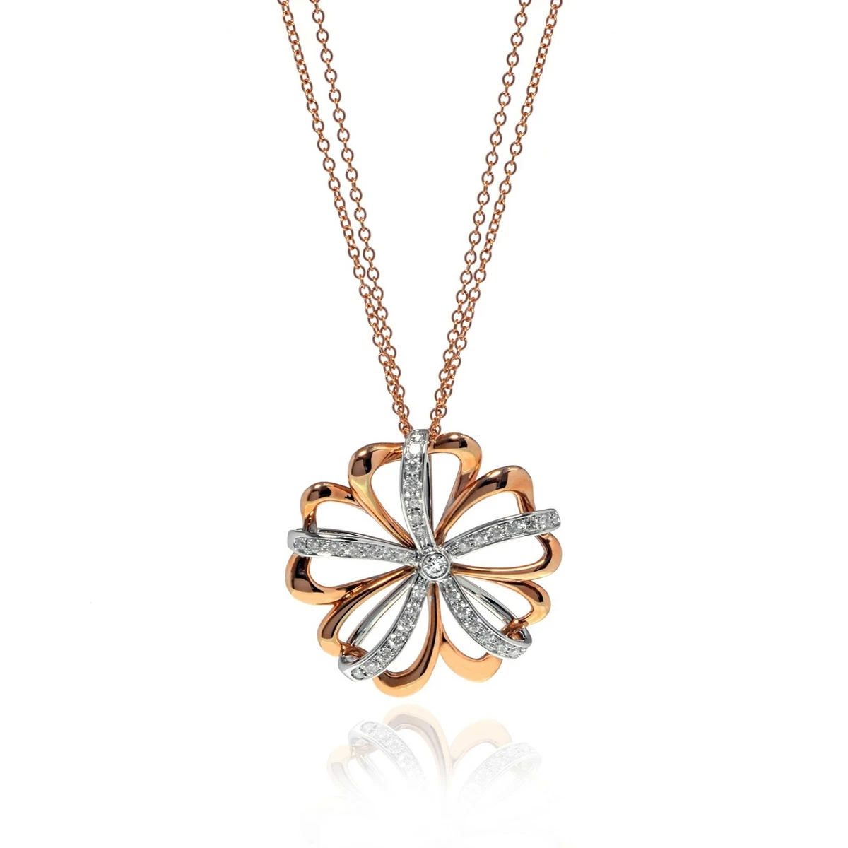 Diamond rose pendant necklace sale