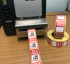 Bright Red On Roll Sale Stickers / Labels For Use With Thermal Printers