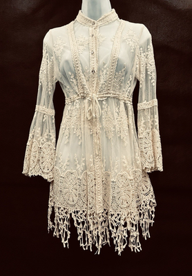 Boston Proper Women's XS Lace Crochet Ivory Button Dress Duster Cardigan |  eBay