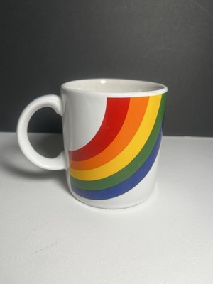 VTG 1980's Rainbow Coffee Mug FTDA  double sided 
