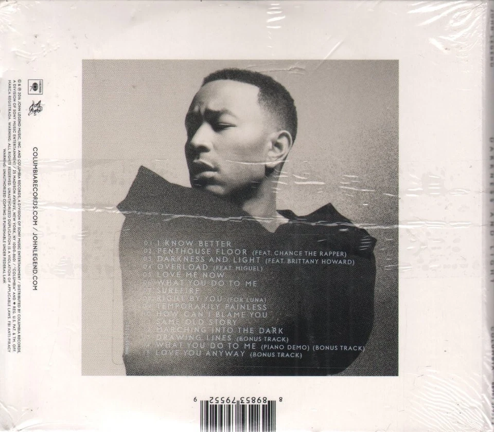 John Legend Darkness and Light CD USA Columbia 2016 in gatefold card sleeve - Image 2 of 2