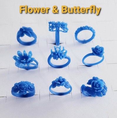   9  Flower/ Butterfly Rings.  Wax  Patterns For Lost Wax Casting 26-023