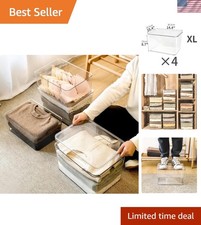 Durable Plastic Storage Boxes Set - Clear Lidded Containers for Easy Access