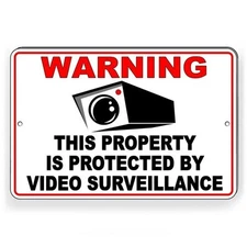 Metal Sign Warning 24 Hour Video Surveillance Camera CCTV  Protected Security