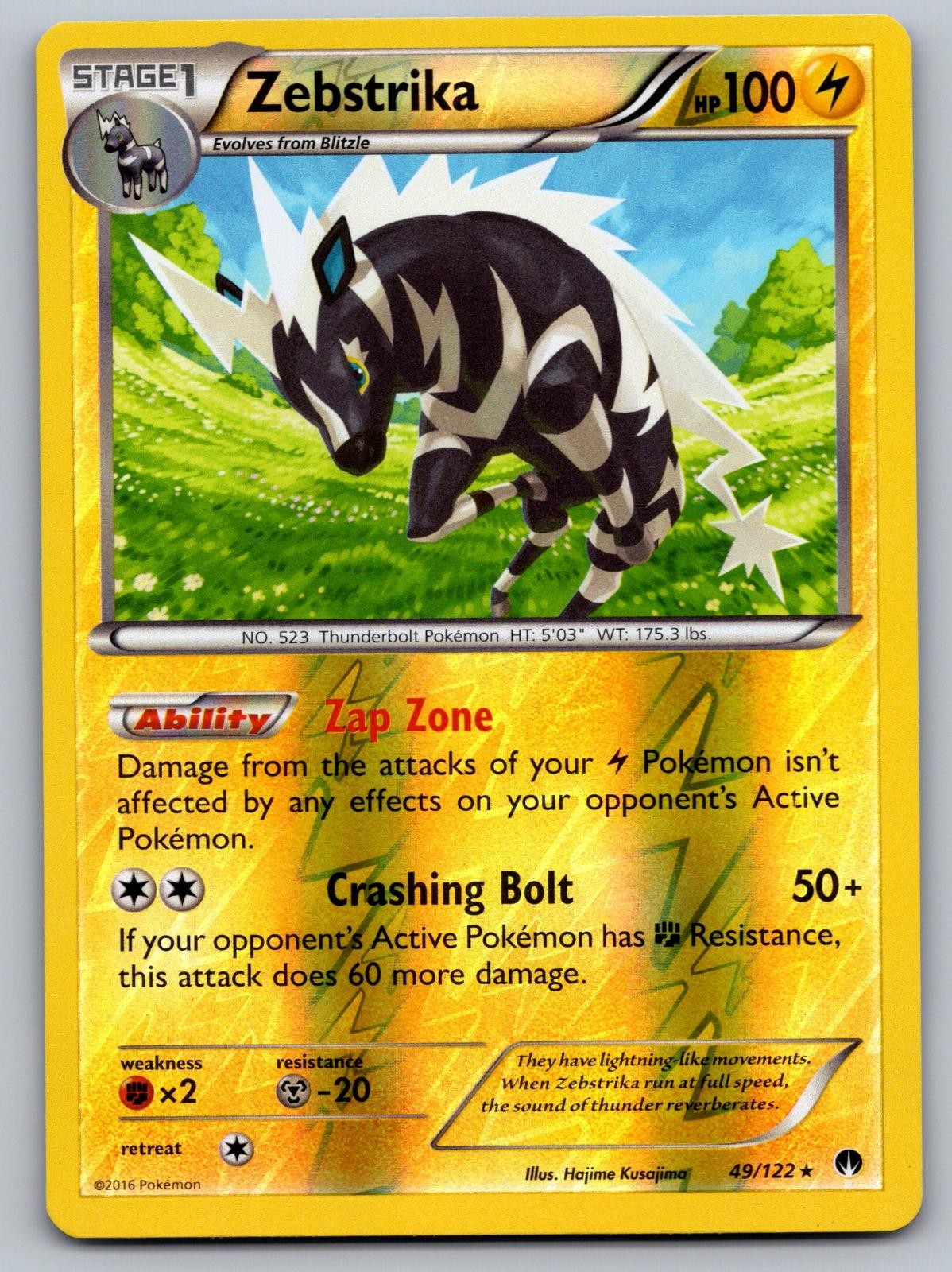 Zebstrika 49/122 BREAKpoint Pokemon Reverse Holo Lightly Played