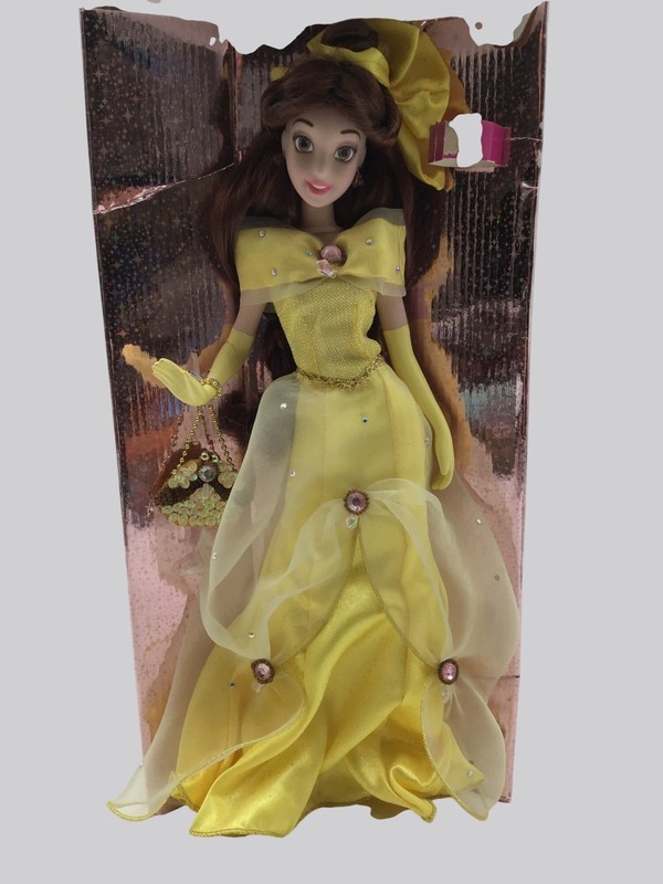 Disney 25th Anniversary Porcelain Belle Doll With Glitter Accents Collectible