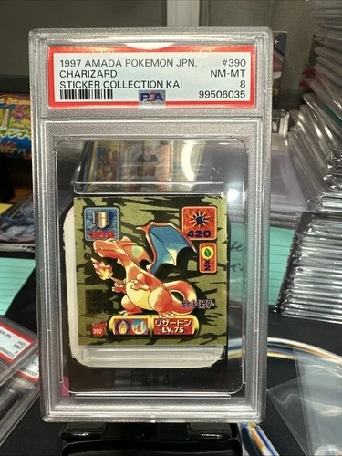 1997 AMADA POKEMON JPN STICKER COLLECTION KAI #390 CHARIZARD PSA 8