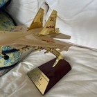 Chinese Military Jet Aircraft Desk/Shelf Model w/ Wood Base Stand, Plaque Award — photo 3