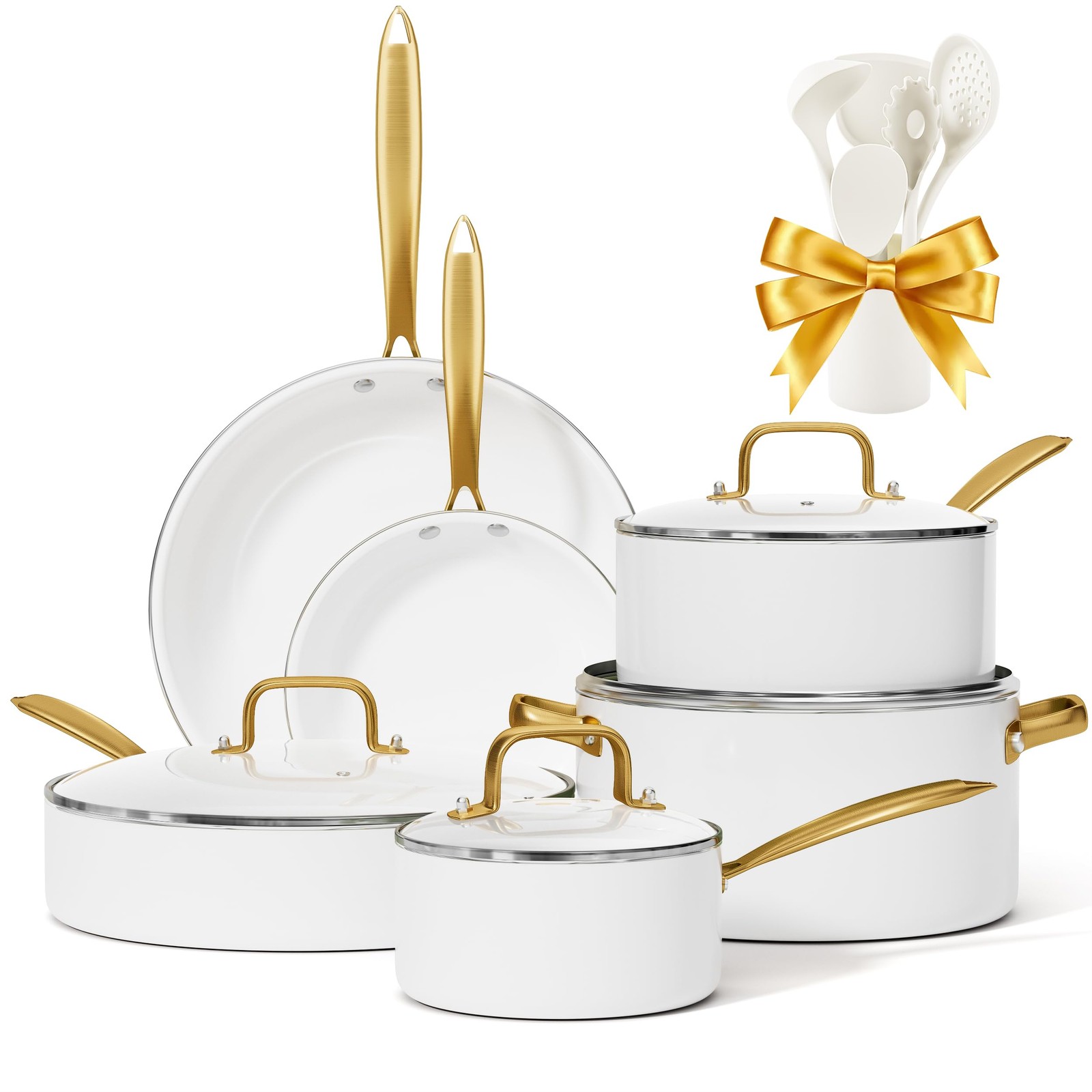 16-Piece Ceramic Nonstick Cookware Set - Pots & Pans for Healthy Cooking