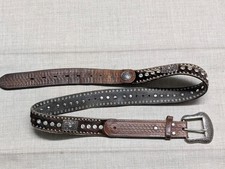 vintage NOCONA buckle belt STUDDED cowhair 40 leather Y2K rhinestone WESTERN