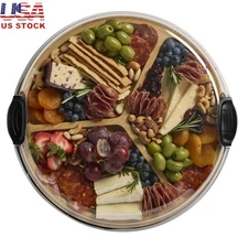 14 Inch Bamboo Charcuterie Board W/ Locking Lid 3 Compartment Lightweight Design