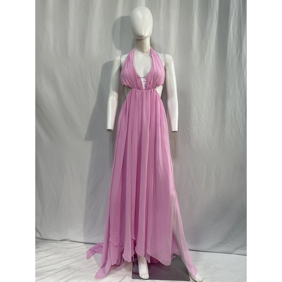 Vestido Halter Nana Jacqueline 'Raya' Rosa Poliéster Talla M - Nuevo con Etiquetas Foto 2 de 4