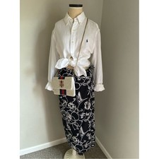 Vintage Talbots nautical marine navy blue wrap skirt size 12