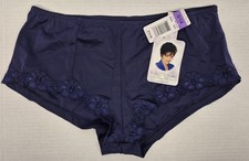 VTG NEW W/TAGS DELTA BURKE PANTIES SIZE 8/1X NAVY BLUE NYLON EMBROIDERED LACE