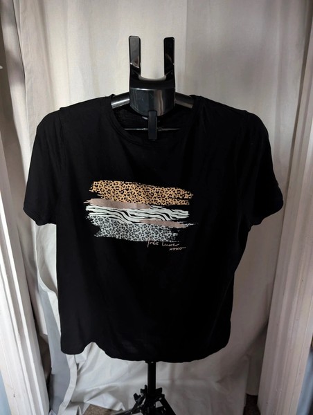 New Look Black Animal Print Leopard Zebra Graphic Slogan T-Shirt Tee
