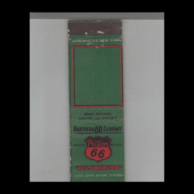 #ad Matchbook Cover Phillips 66 Northern Oil Company Polymerized $14.95