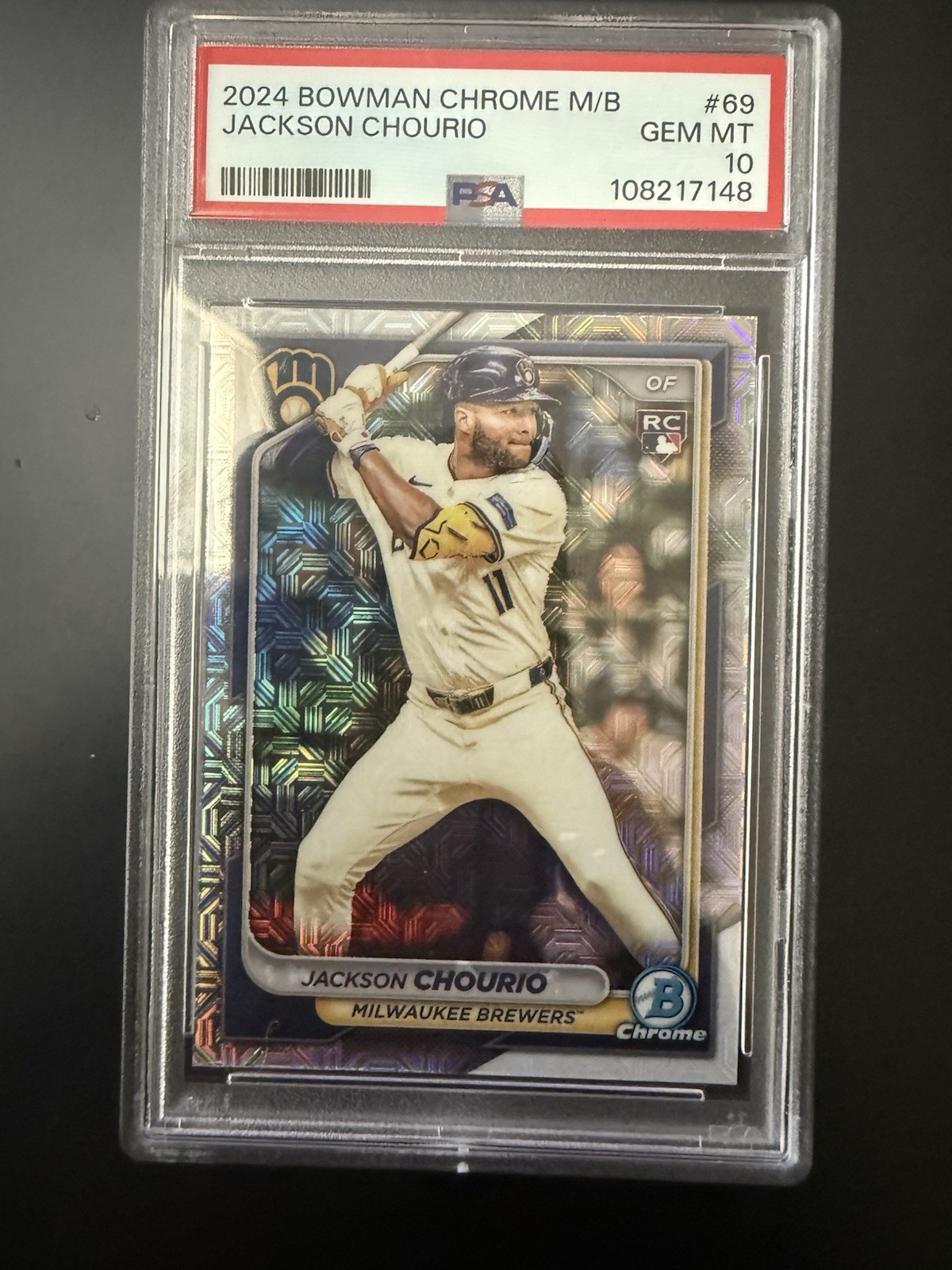 2024 Bowman Chrome - Jackson Chourio #69 Mojo Refractor (RC) PSA 10