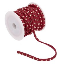 32.8ft Studded Faux Suede Cord Rope for Jewelry Making, Dark Red Golden