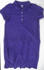 LANDS END Purple School Uniform Short Sleeve Mesh Polo Dress Girls 7 Plus NEW
