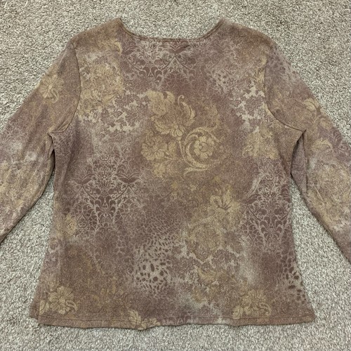 VTG Michele Michelle Top Womens XL Brown Glitter Mesh Lined Sheer Y2K USA Made - Picture 9 of 13