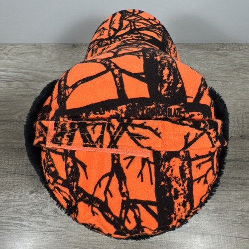 Cabela's L Gore-Tex Thinsulate Blaze Orange Camo Hunting Trapper Hat Earflaps - Picture 8 of 18