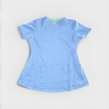 HH Works by Healing Hands Women s Blue Solid Woven Polyester Scrub Set S