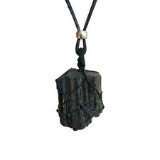 Black Tourmaline Pendant Necklace Schorl Protection Metaphysical Gem Jewellery