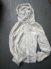 Abercrombie  Fitch Hoodie Womens L Gray Zip Flower On Back Authentic Vintage