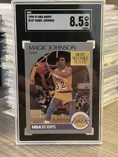 1990 91 NBA Hoops #157 Magic Johnson L.A. Lakers HOF MVP SGC 8.5