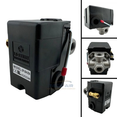 Heavy Duty Pressure Switch Air Compressor Control Valve 140-175 PSI 4 Port 25amp