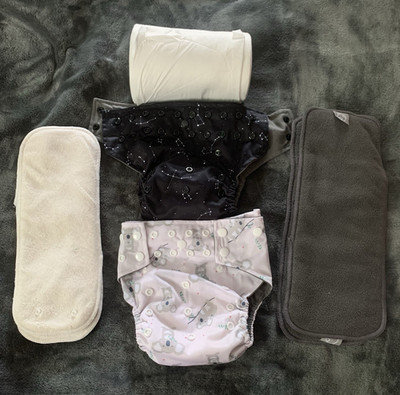 La Petite Ourse One Size Fits Most Cloth Diaper Covers Lot w/ Inserts & Wet Bag