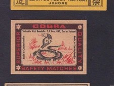 Antique China Match Tag BN185157 Snake Cobra