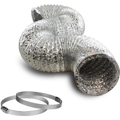 6'' Insulated Flexible 10 FT Long Duct with 2 Clamps, Three-Layer Protection