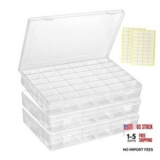 3 Pcs 36 Large Grids Clear Plastic Organizer Box with Clear-3pack-108 Grids