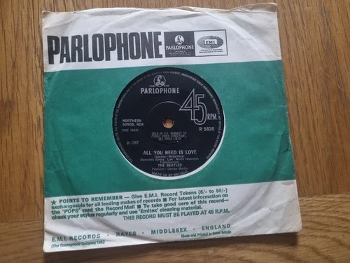 THE BEATLES - All You Need Is Love / Baby, You're A Rich Man (R 5620) 1967 7"