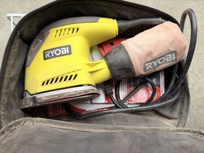 Ryobi Corded Electric Detail Sander Yellow Black with Carrying Case & Dust Bag