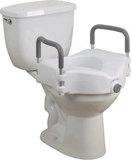 Drive Medical 2-in-1 Raised Toilet Seat with Removable Padded Arms Elevated New