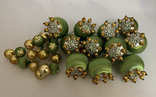 MCM Lot Vintage Glass Beaded Satin Push Pin Christmas Ornaments or picks