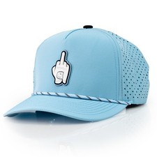 NEW Pins & Aces Middle Finger Perforated Rope Snapback Hat Cap - Baby Blue