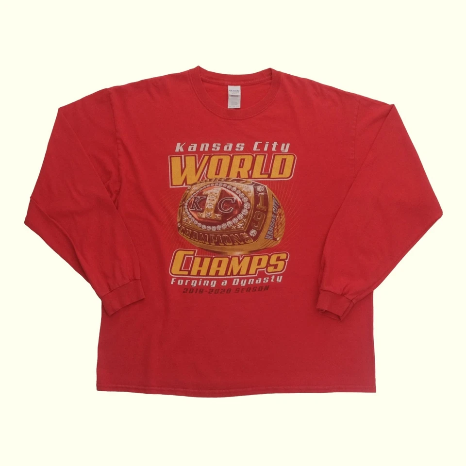 NFL KANSAS CITY CHIEFS FÚTBOL AMERICANO Y2K CAMPEONES MUNDIALES SUPER BOWL ANILLO CAMISETA TALLA XL Foto 2 de 4