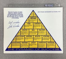 John Wooden Signed Photo 8x10 Pyramid Of Success Basketball UCLA Autograph JSA