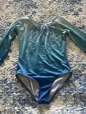 Arshiner Girls Gymnastics Leotard Sz 150 11 – 12y Metallic Blue Star Long Sleeve